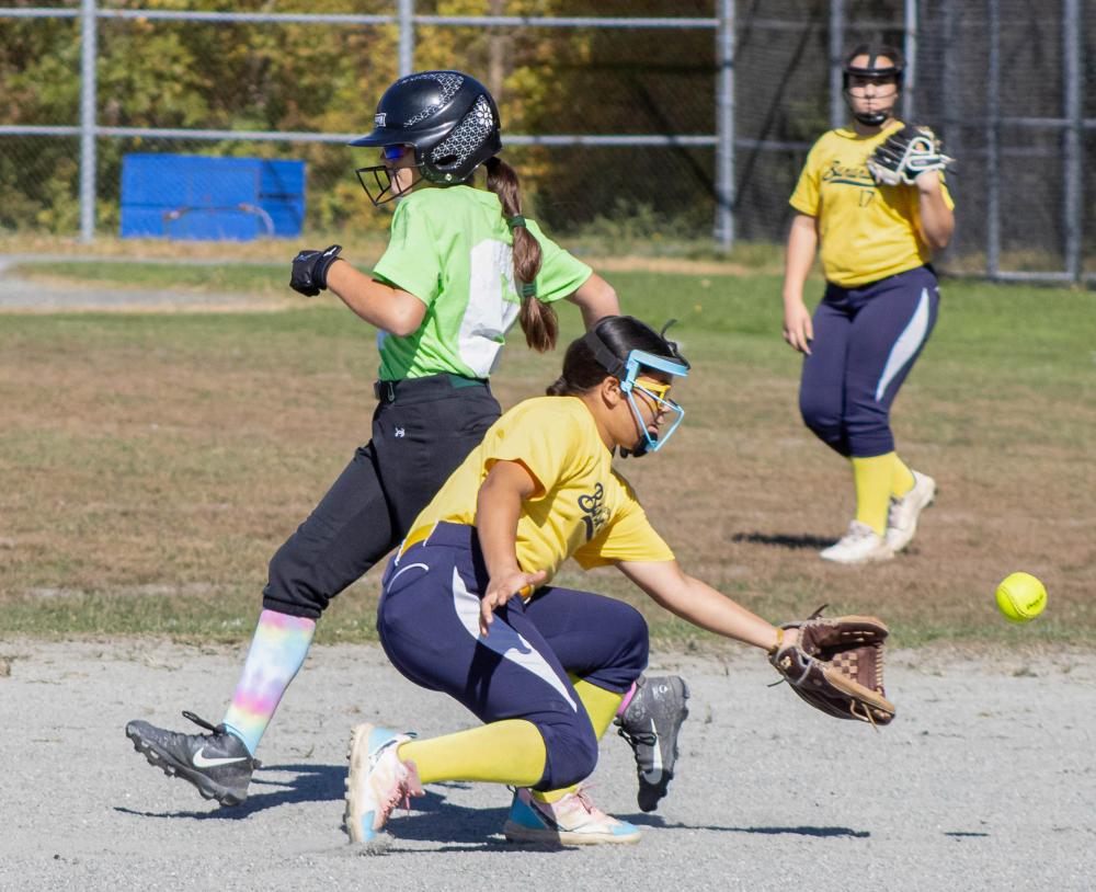 Kylie Pestana runs for second base. during a softball game on Saturday, Oct. 18. Photos by Abby Van Selous s