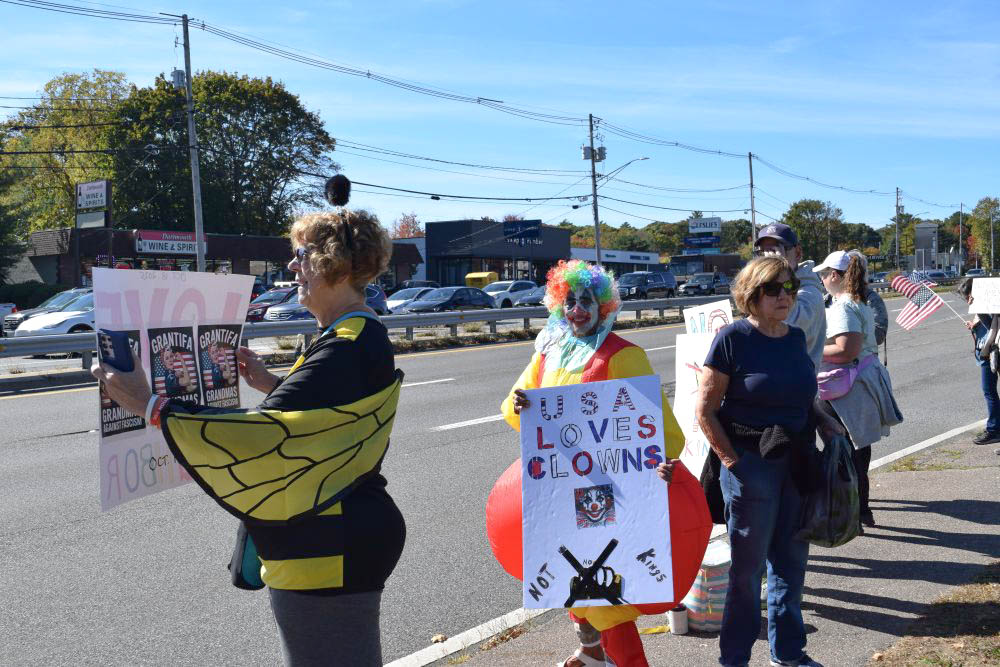 Two women dressed up to protest. Two women dressed up to protest.