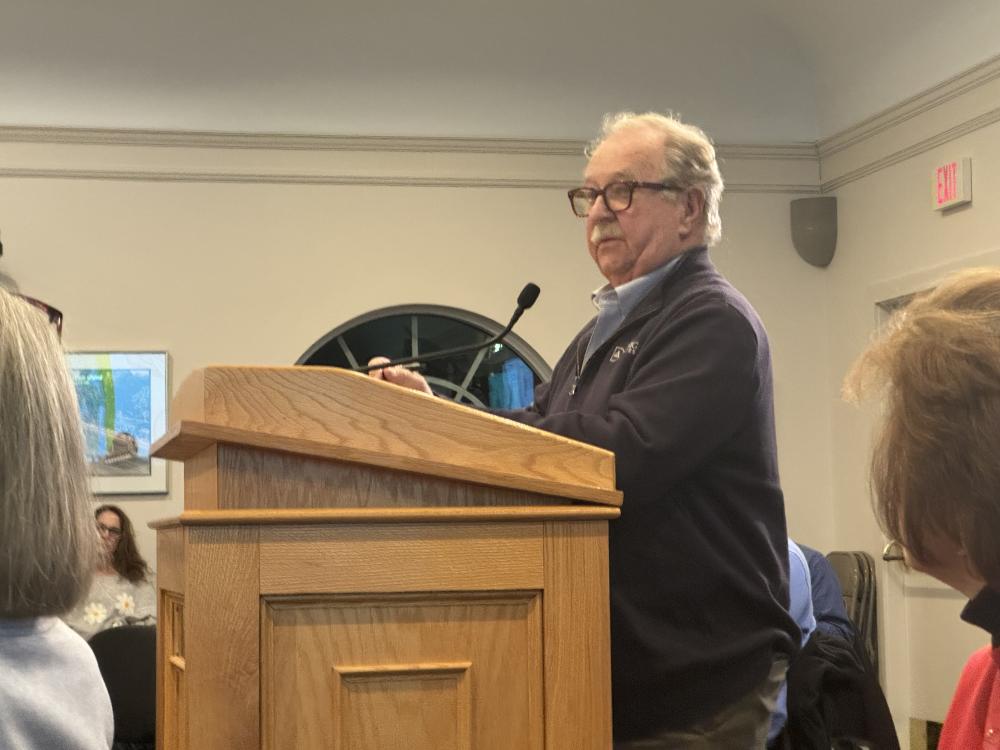 Paul Cusson at the Thursday, Dec. 4 Zoning Board of Appeals meeting. Photo by Kat Sheridan