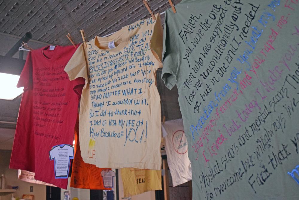 A number of the shirts that students could view at the Center for Women, Gender and Sexuality. Photos by Kat Sheridan
