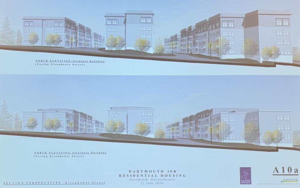 The original plans (top) and the updated plans (bottom.)