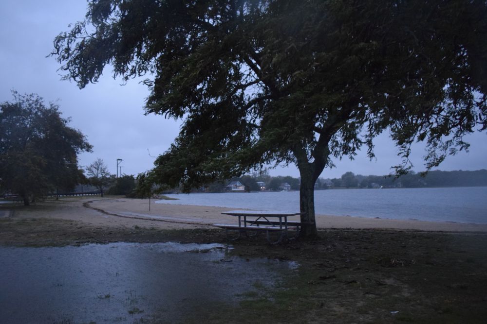 Apponegansett Beach with some flooding. Photos by Kat Sheridan