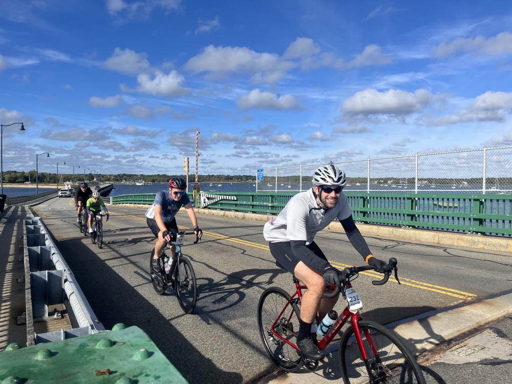 Cyclists cross the Padanaram Bridge on Sunday, Oct. 4. Photos by Grace Roche