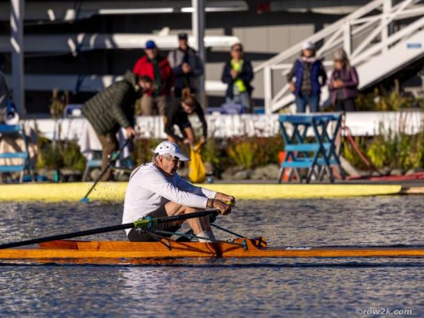 D'Arcy MacMohan rows down the Charles River in the Head of the Charles Regatta. Source: row2k