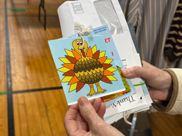 A Thanksgiving card members of St. Mary's use to know what to purchase. Photo by Kat Sheridan