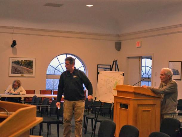 The developers for the Faunce Corner offices present their plans. Photo by Kat Sheridan