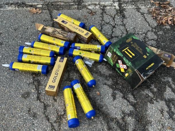 The nitrous canisters found outside the school. Source: Dartmouth Police Department