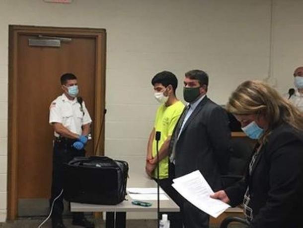 Franklin Antonio Amaya Paredes in New Bedford District Court in July 2020