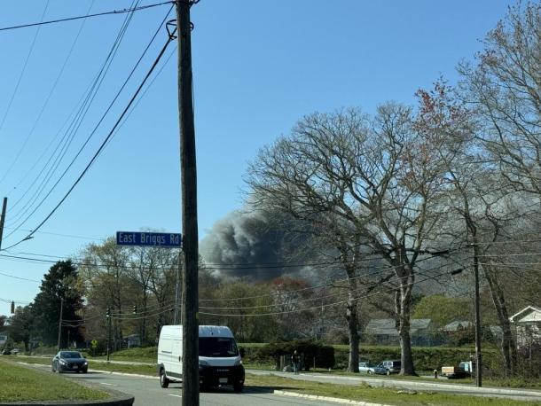 Plumes of smoke visible from East Briggs road. Photo by Kat Sheridan