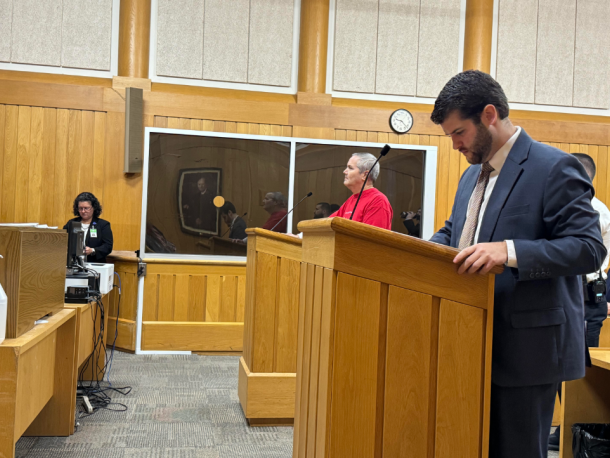 Kevin Ruiz stands in front of the judge in October. Photo by Kat Sheridan