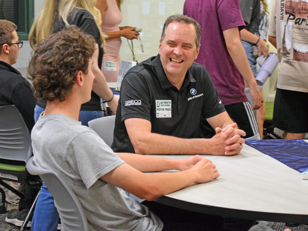 A "Ripple Award" honeree smiles at the student who awarded him. Photos by Kat Sheridan