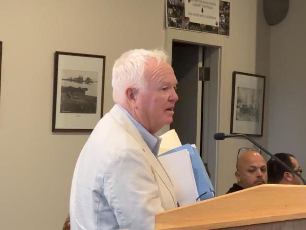 David Calhoun thanks the Zoning Board after his project was approved. Photo by Kat Sheridan