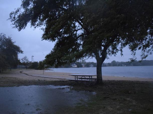 Apponegansett Beach with some flooding. Photos by Kat Sheridan