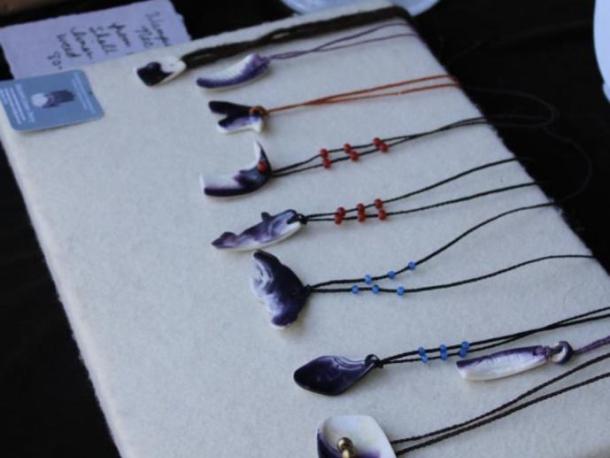 Jewelry James-Perry sells made from quahog. Photo by Brandy Muz