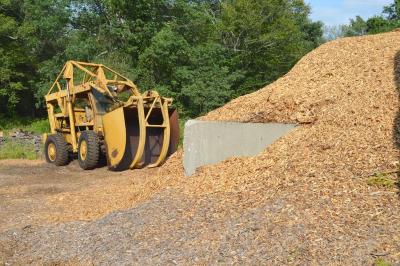 A large pile of wood chips at the sawmill. BY SETH THOMAS