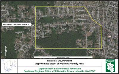 Testing locations for the original round of soil tests conducted by MassDEP in 2019. Courtesy: MassDEP Dartmouth Week - Dartmouth, MA news