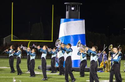 The Dartmouth High School marching band perform at Memorial Stadium on Saturday, Oct. 25. Photos by Abby Van Selous l