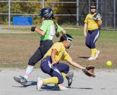 Kylie Pestana runs for second base. during a softball game on Saturday, Oct. 18. Photos by Abby Van Selous s