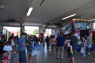 The packed firehouse during the open house.