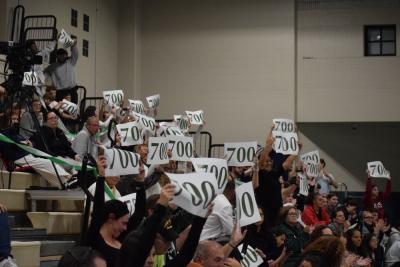 The crowd celebrates McKinnon's 700th kill. 