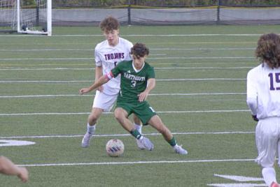 Landon Raposa gets ready to kick the ball. 