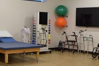 The physical therapy room at Fallon Health Summit ElderCare PACE Center. 