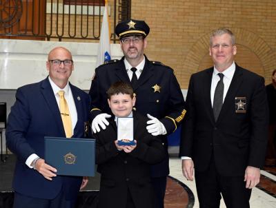 Captain Sam Raposa with his Supervisor of the Year award. Source: Bristol County Sheriff's Department