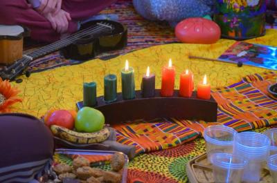 The Kwanzaa candles representing the seven principles of the holiday. Photos by Kat Sheridan