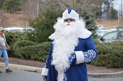 Santa tries a new blue look.