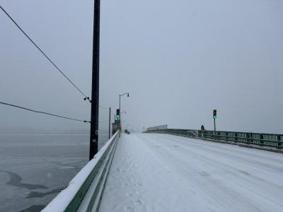 Padanaram Bridge covered in snow. Photo by Mari Huglin