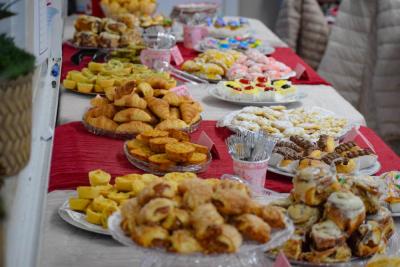 The treat table, filled with homemade goods.