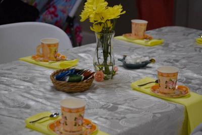 The table set up for high tea.