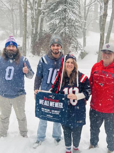 A group of Patriots fans celebrate. Source: Shelly Taffe