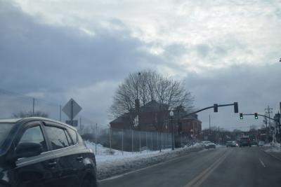 Coggeshall Street heading to the light where it intersects with Acushnet Avenue. 