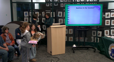 One class presents their way to throw trash out from two feet away. Source: DHSTVmedia