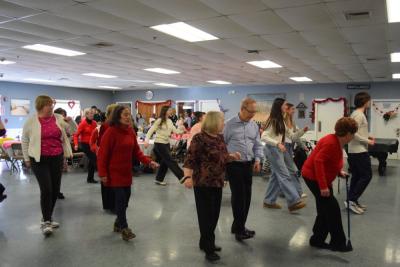 Many guests participated in the Cupid Shuffle. 
