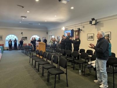 The crowd gave him a standing ovation. 