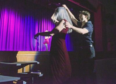 Nicholas Mota pulls a judge into the dance.