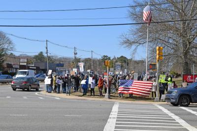 About 250 people showed up to the No Kings protest.