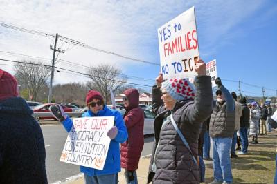 Many of the protesters were protesting ICE.