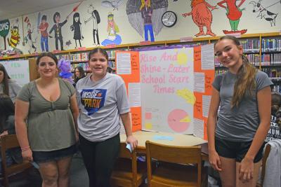 Amelia Bolger, Maddie Pavao and Stella Tripp did a project on school start times.