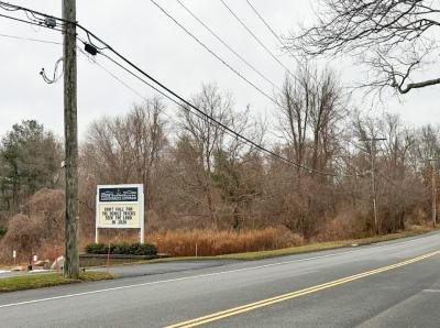 A street view of where the Hathaway would be, next to Hope Evangelical Church.