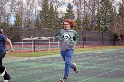 Sean McKay runs a lap of the track. 