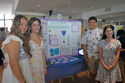 Avery Imbeau, Giuliana Gioni, Hudson Iglsomar and Adriana Dionisio researched teenage suicide. 