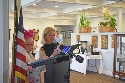 Amy DiPietro gives a speech. 