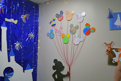 Student art in the Disney section. 