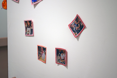 Photos of students making their art projects. 