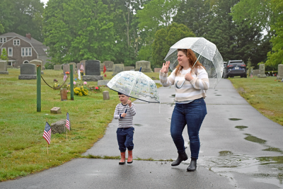 Dayna and Benjamin (age 4) Kingsland walk into the ceremony.