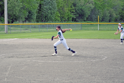 The pitcher throws the ball. 