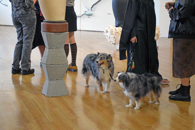 Even dogs came to enjoy their owners art. 